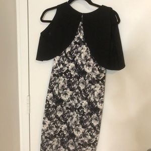 Black and white floral sleeveless midi dress
